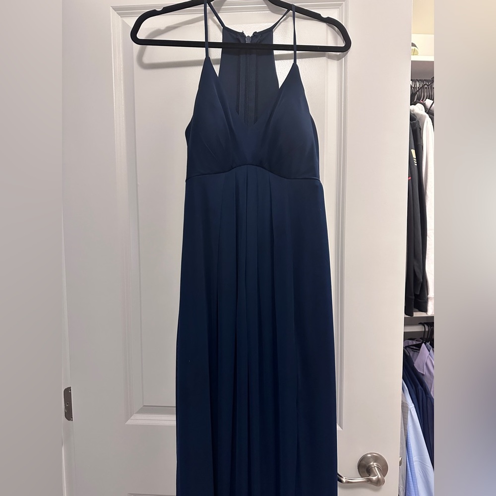 Azazie navy blue maternity bridesmaid dress